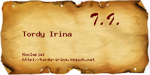 Tordy Irina névjegykártya